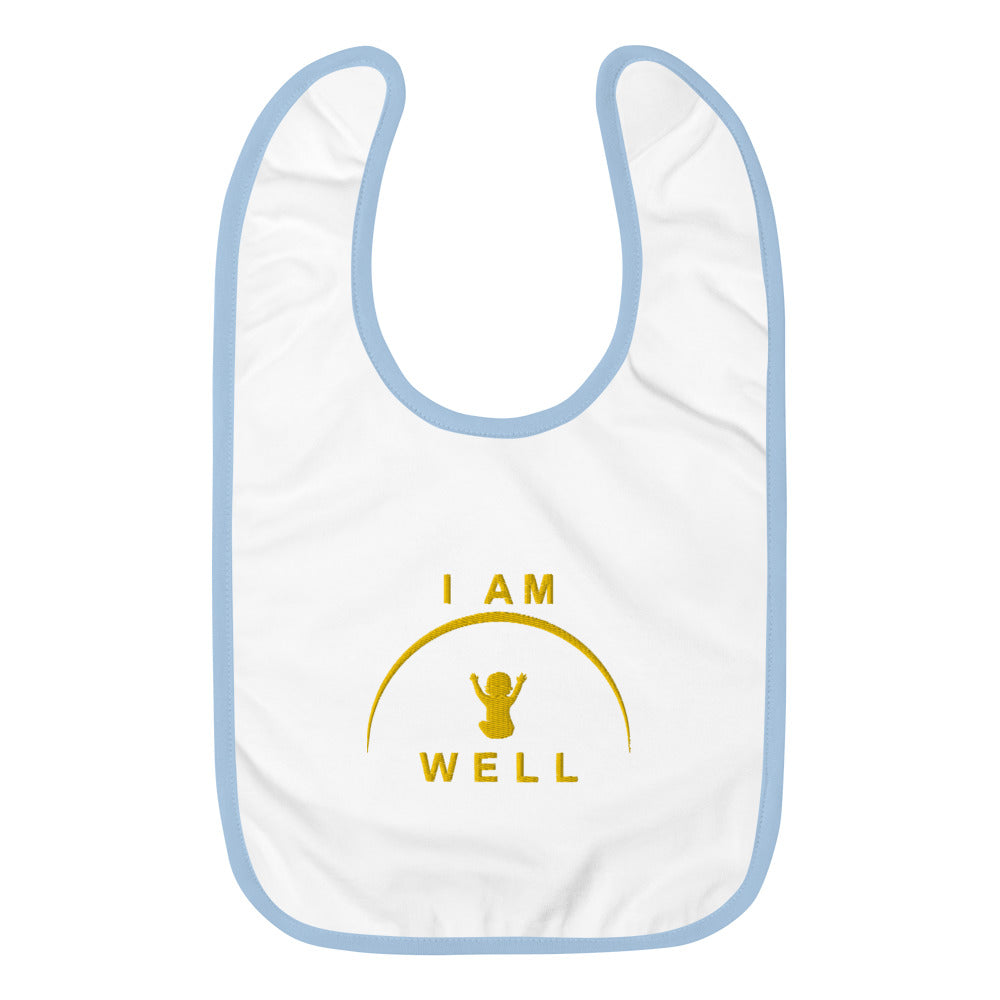 I AM WELL Embroidered Baby Bibs - Yellow Logo (multiple color options)