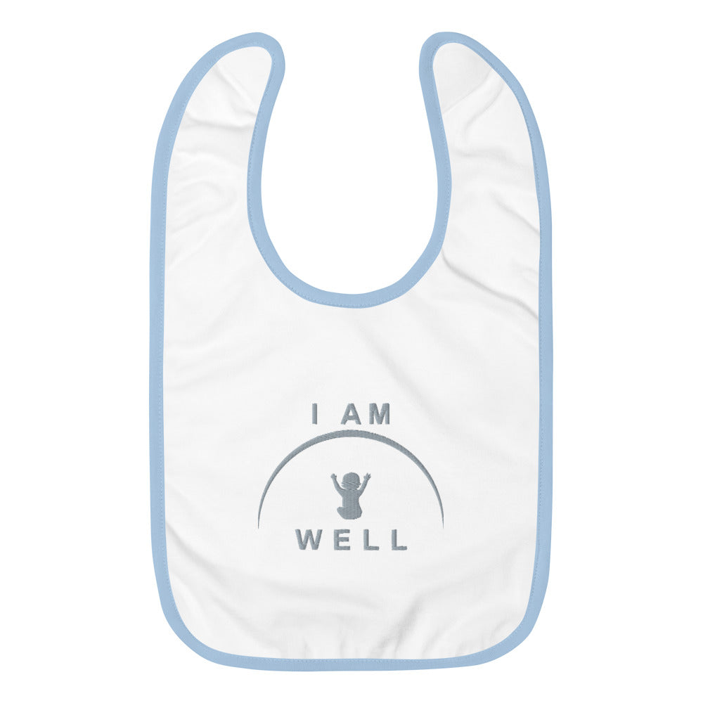 I AM WELL Embroidered Baby Bibs - Grey Logo (multiple color options)