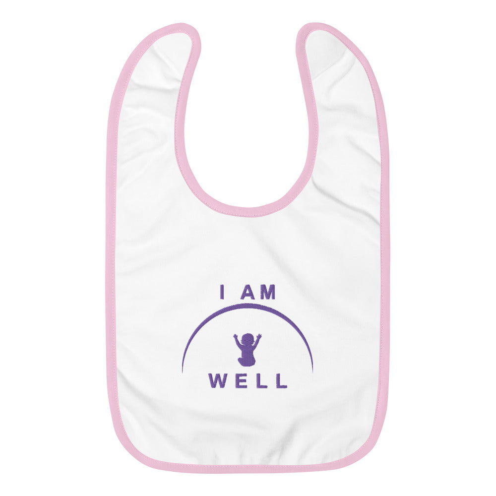 I AM WELL Embroidered Baby Bibs - Purple Logo (multiple color options)