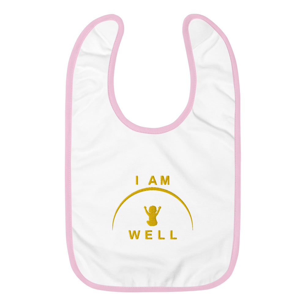 I AM WELL Embroidered Baby Bibs - Yellow Logo (multiple color options)