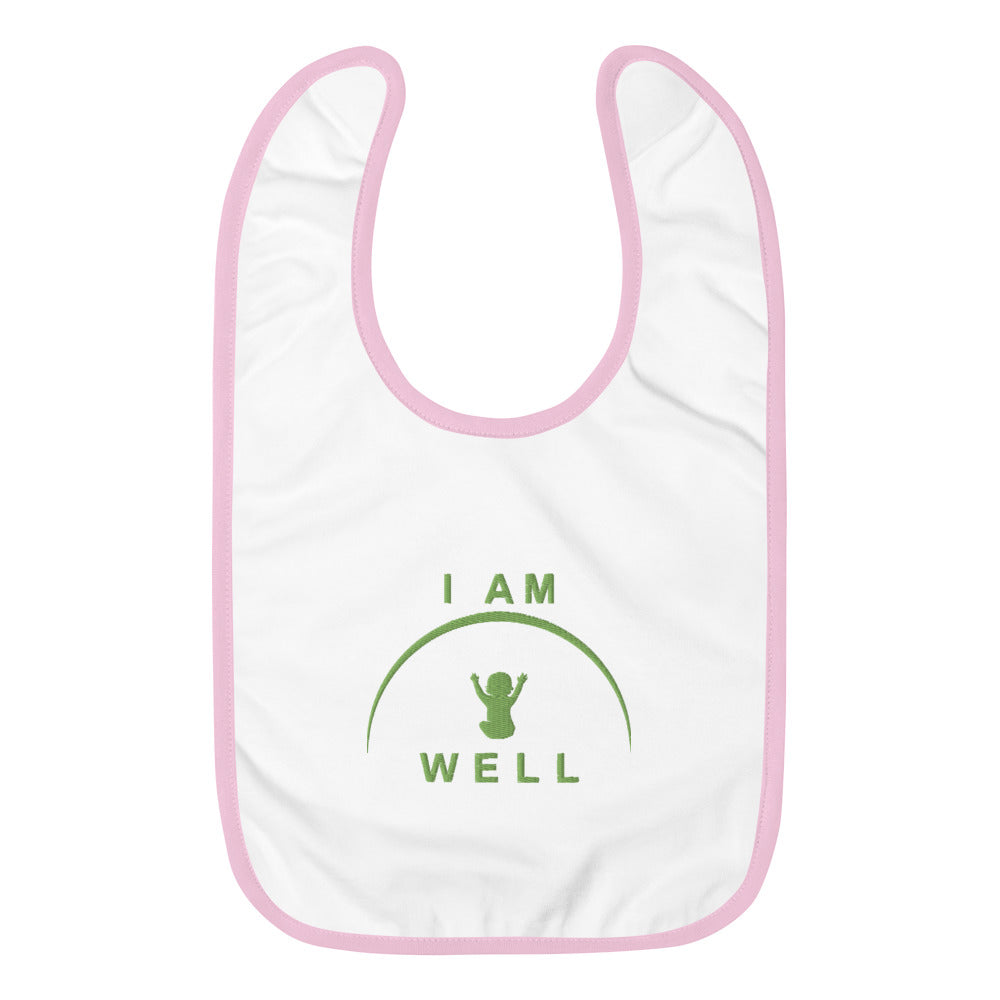 I AM WELL Embroidered Baby Bibs - Green Logo (multiple color options)