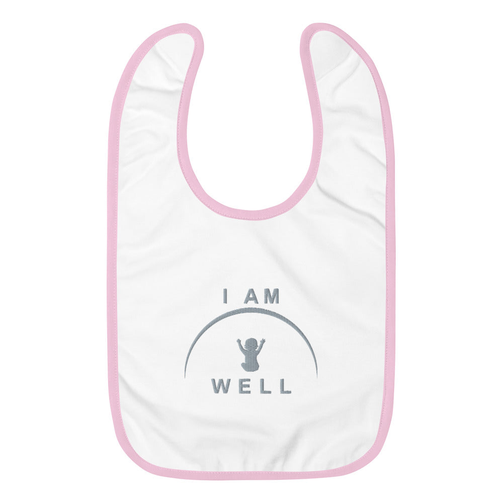 I AM WELL Embroidered Baby Bibs - Grey Logo (multiple color options)