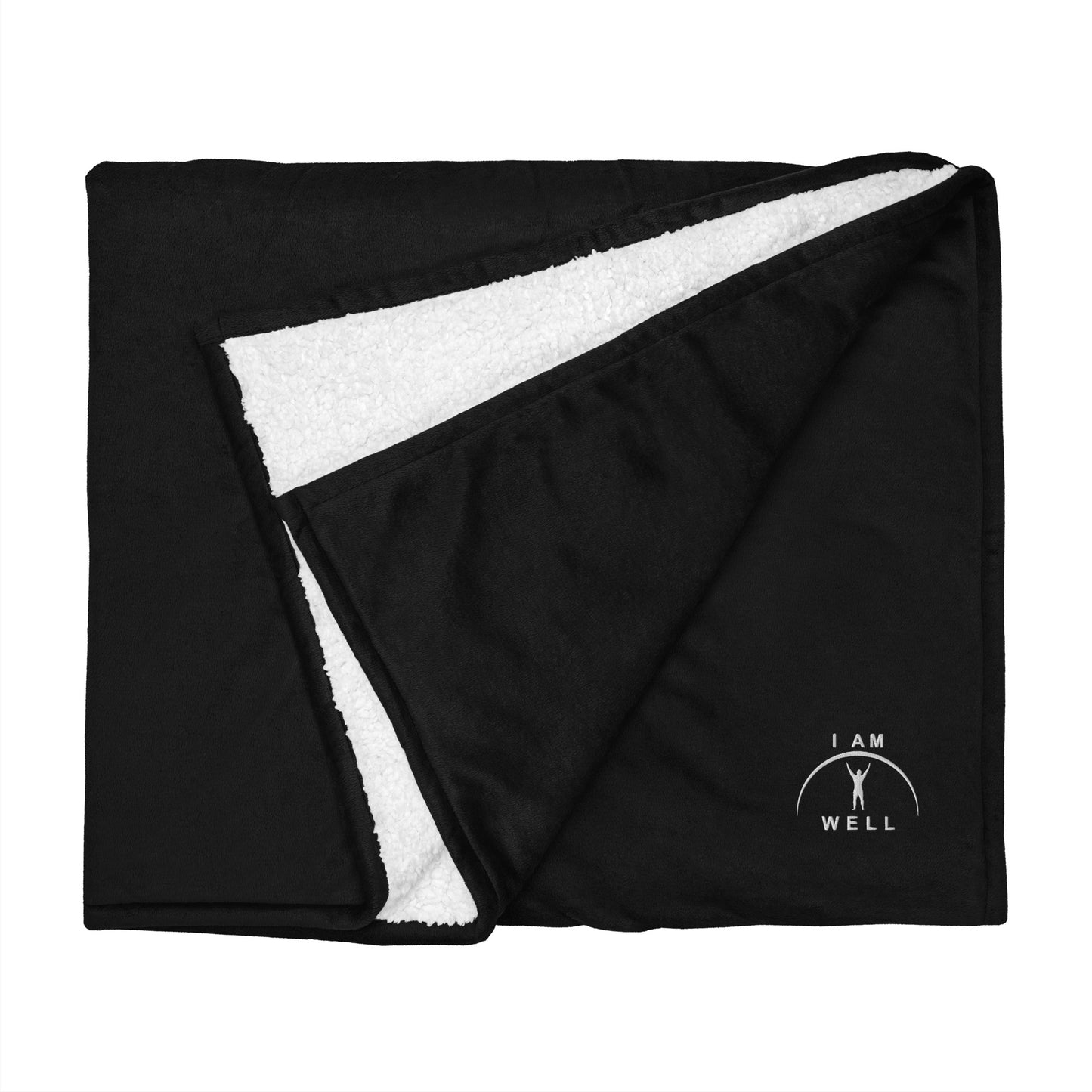 I AM WELL Men's Premium Sherpa Blanket - White Embroidered Logo (multiple color options)