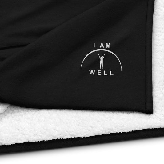 I AM WELL Women's Premium Sherpa Blankets - White Embroidered Logo (multiple color options)