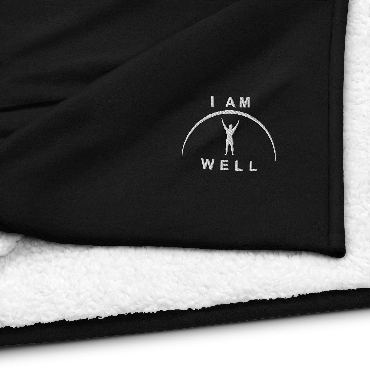 I AM WELL Men's Premium Sherpa Blanket - White Embroidered Logo (multiple color options)