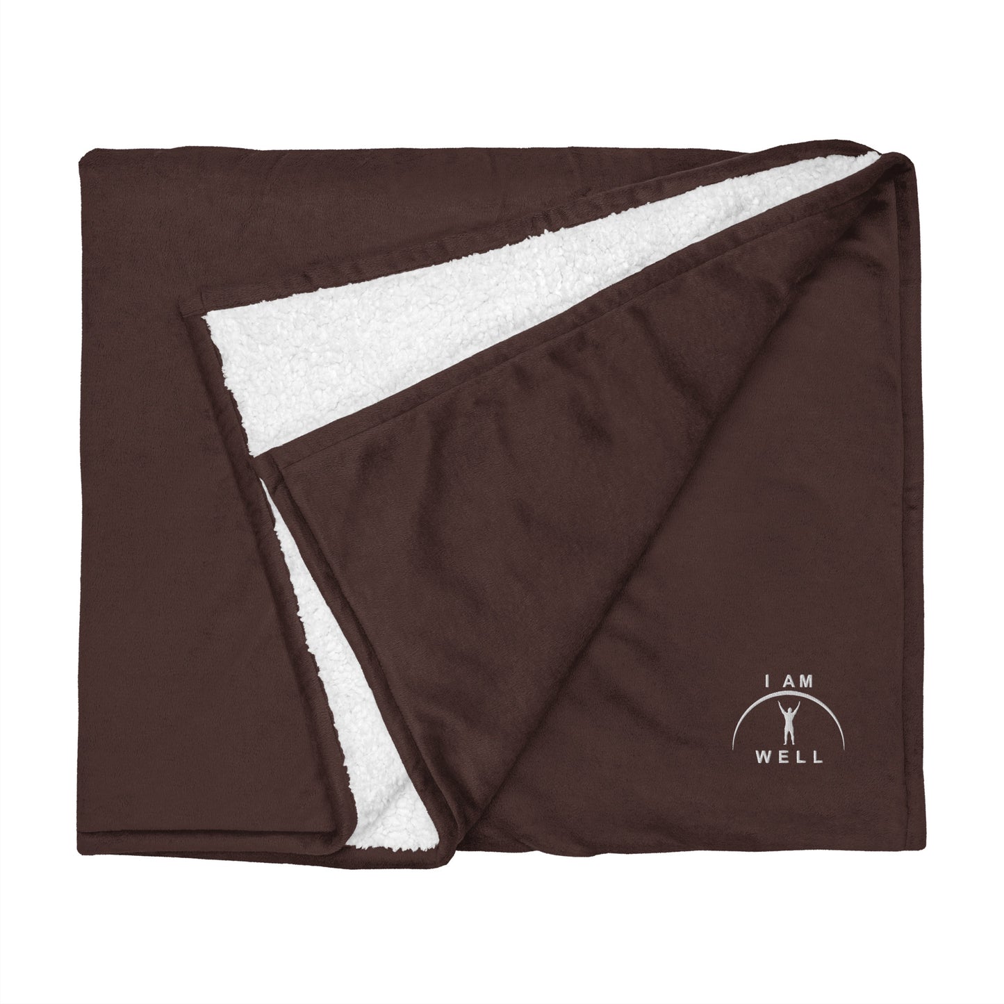 I AM WELL Men's Premium Sherpa Blanket - White Embroidered Logo (multiple color options)