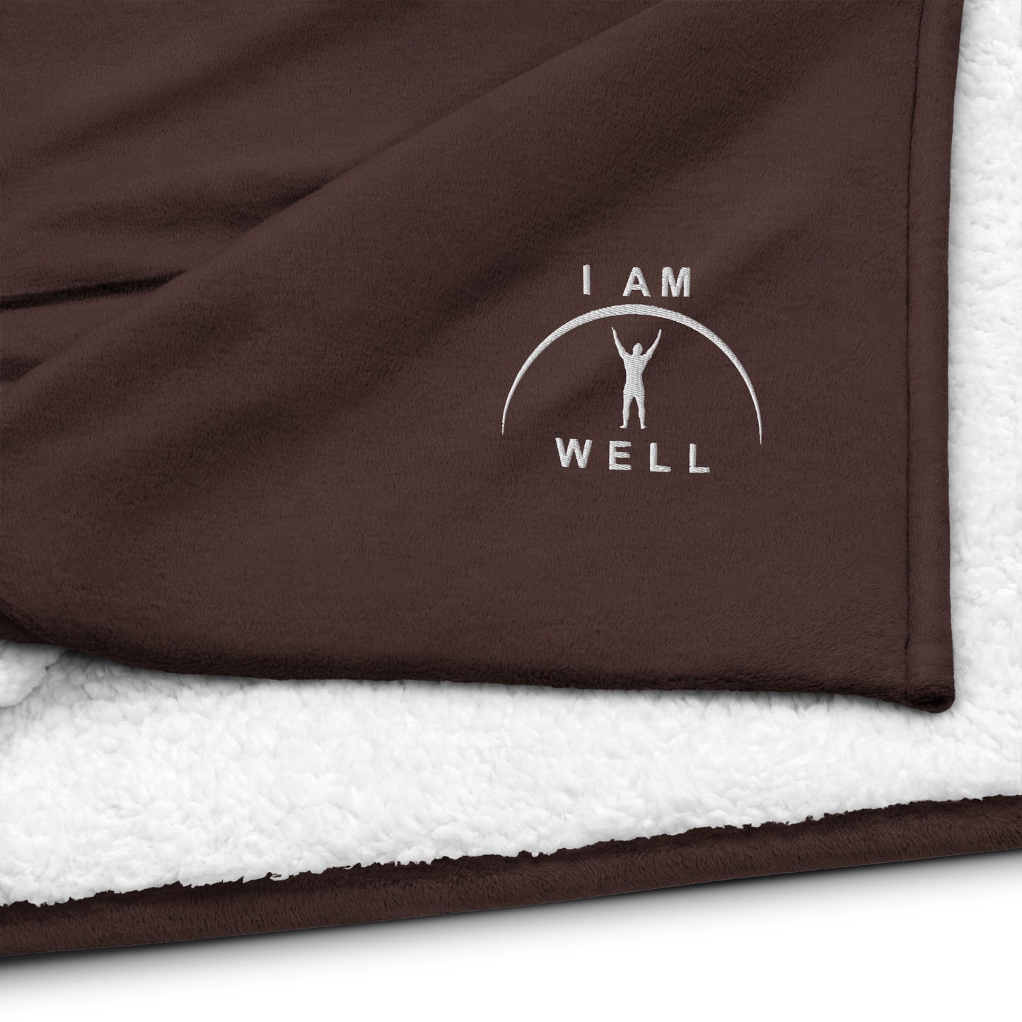 I AM WELL Men's Premium Sherpa Blanket - White Embroidered Logo (multiple color options)