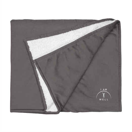 I AM WELL Men's Premium Sherpa Blanket - White Embroidered Logo (multiple color options)