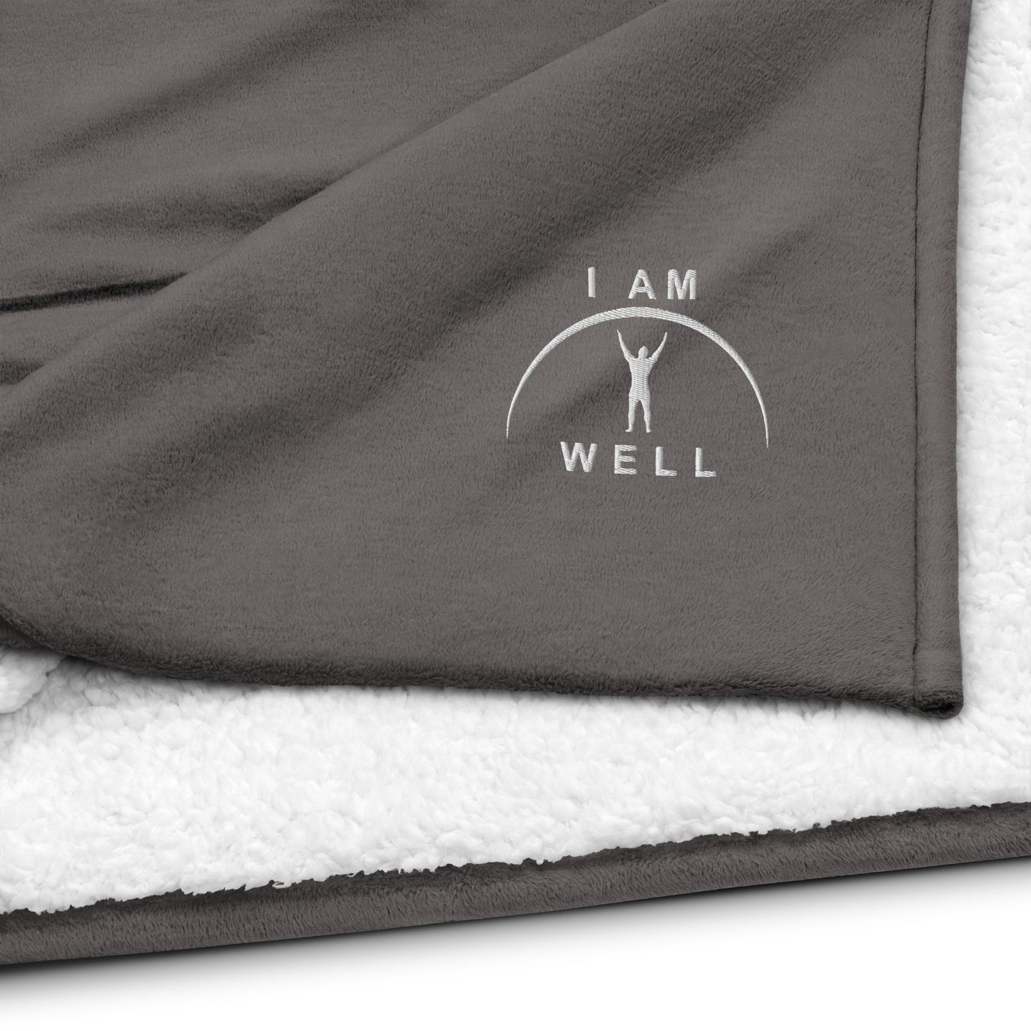 I AM WELL Men's Premium Sherpa Blanket - White Embroidered Logo (multiple color options)