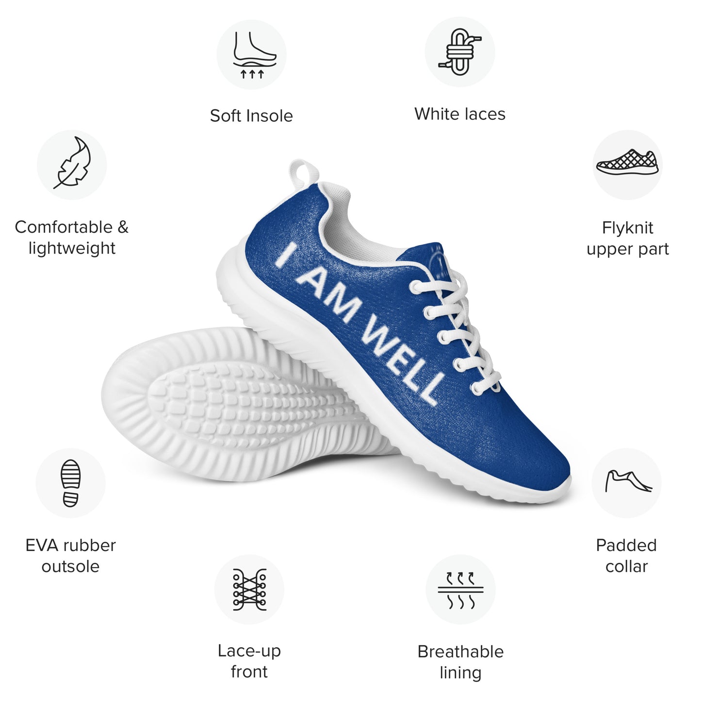 I AM WELL Men’s Athletic Shoes - Blue w/ White Logo