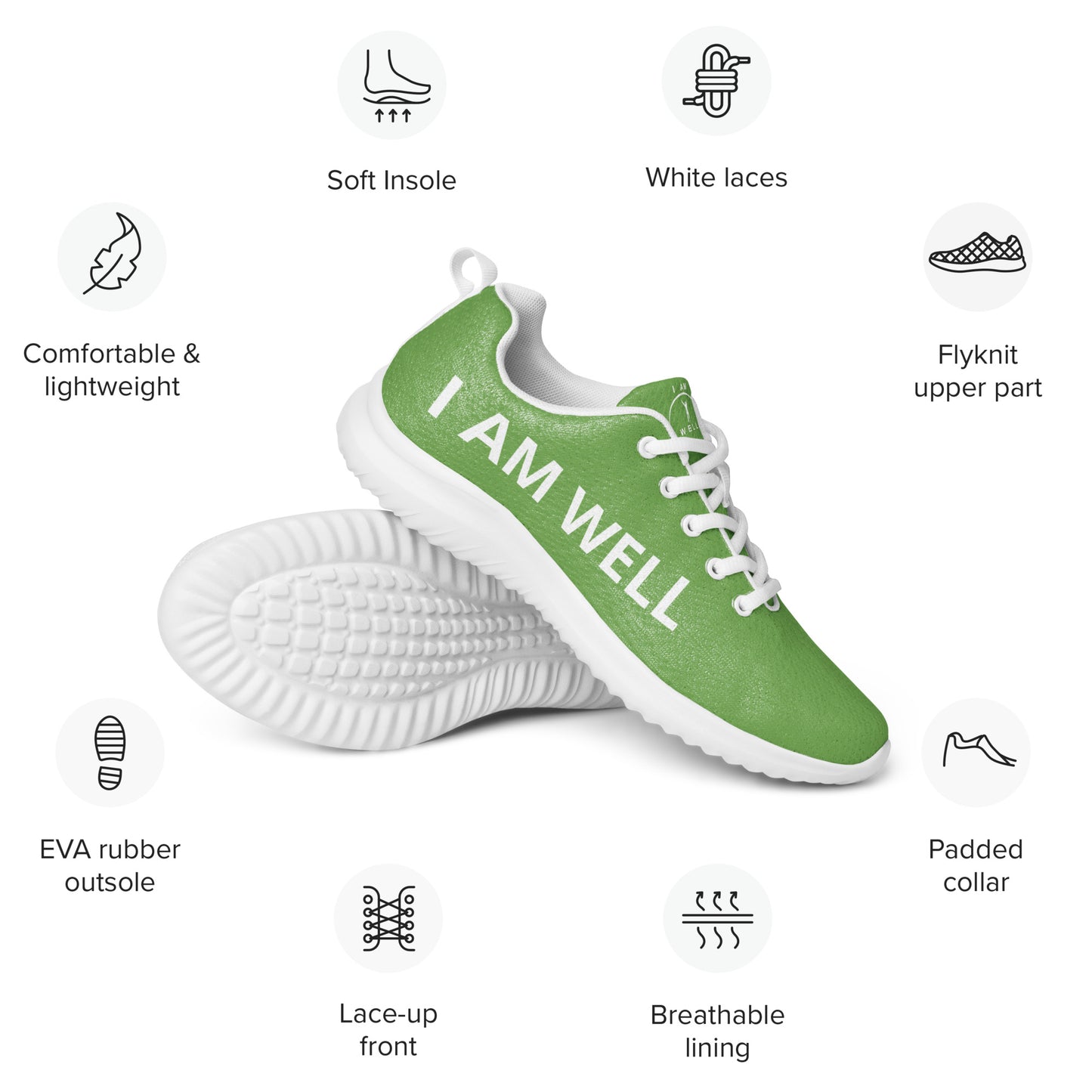 I AM WELL Men’s Athletic Shoes - Green w/ White Logo