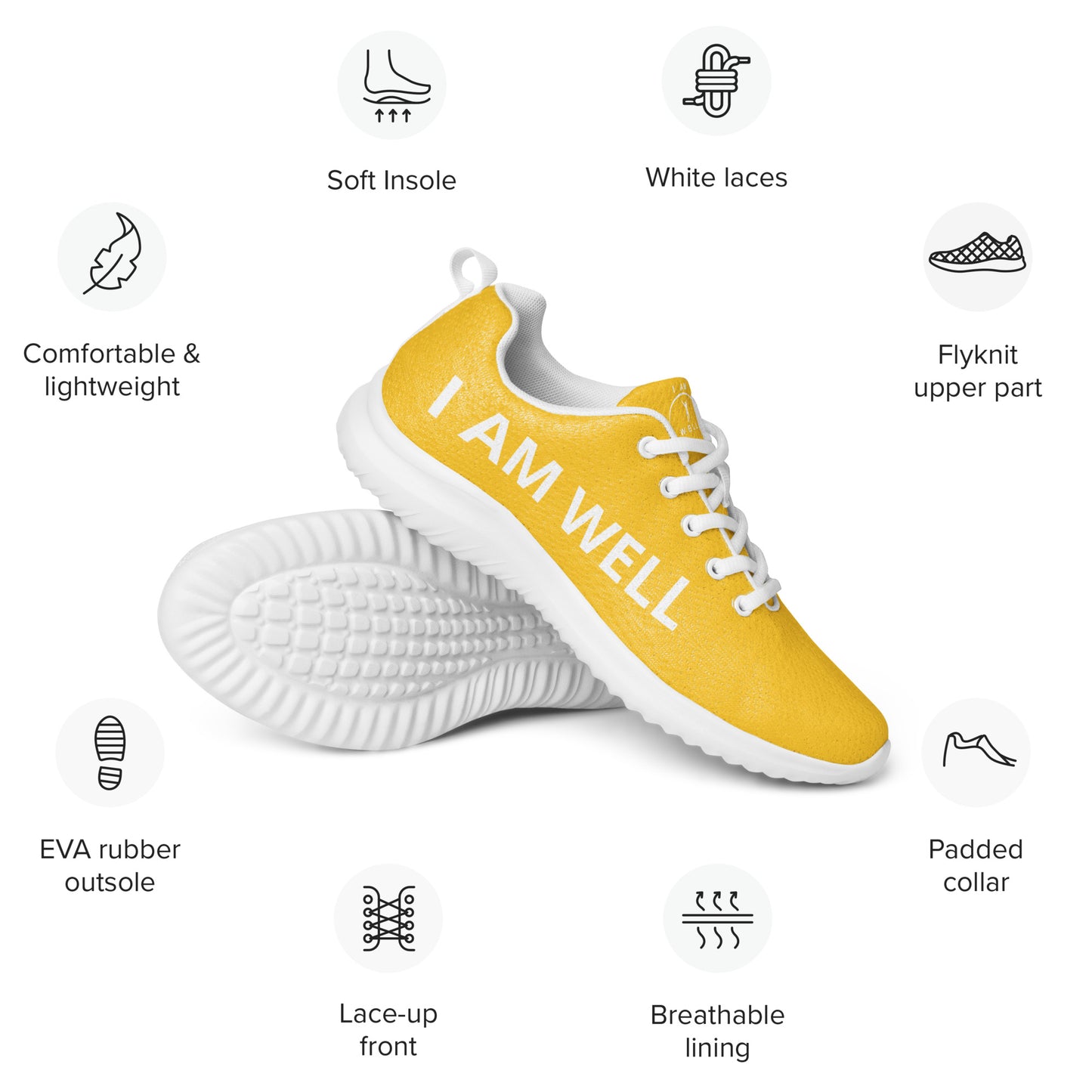 I AM WELL Men’s Athletic Shoes - Yellow w/ White Logo