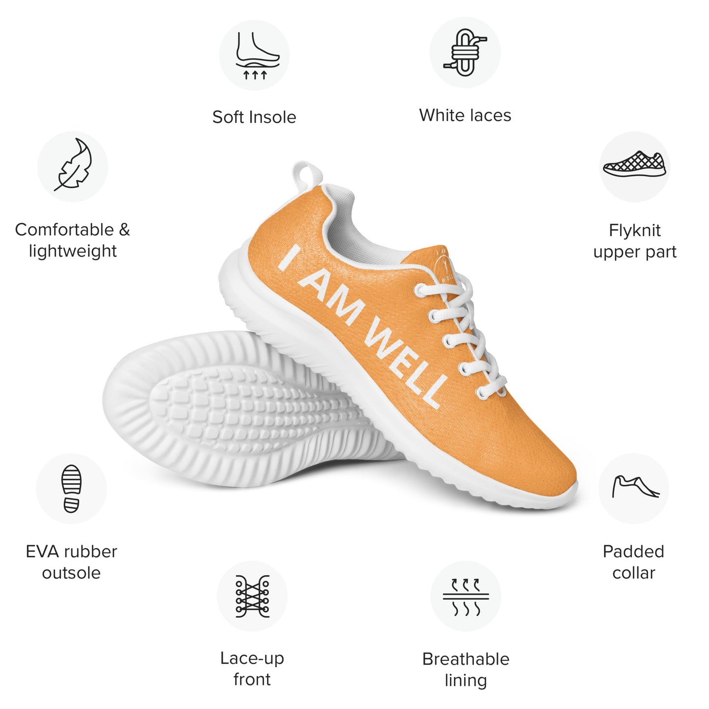 I AM WELL Men’s Athletic Shoes - Orange w/ White Logo