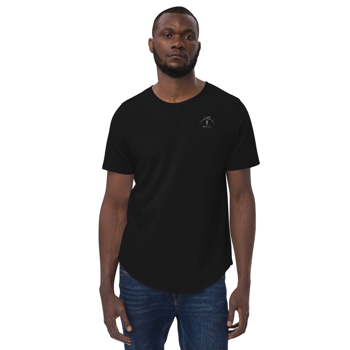 I AM WELL Men's 100% Cotton Curved-Hem T-Shirts w/ Grey Logo (multiple color options)