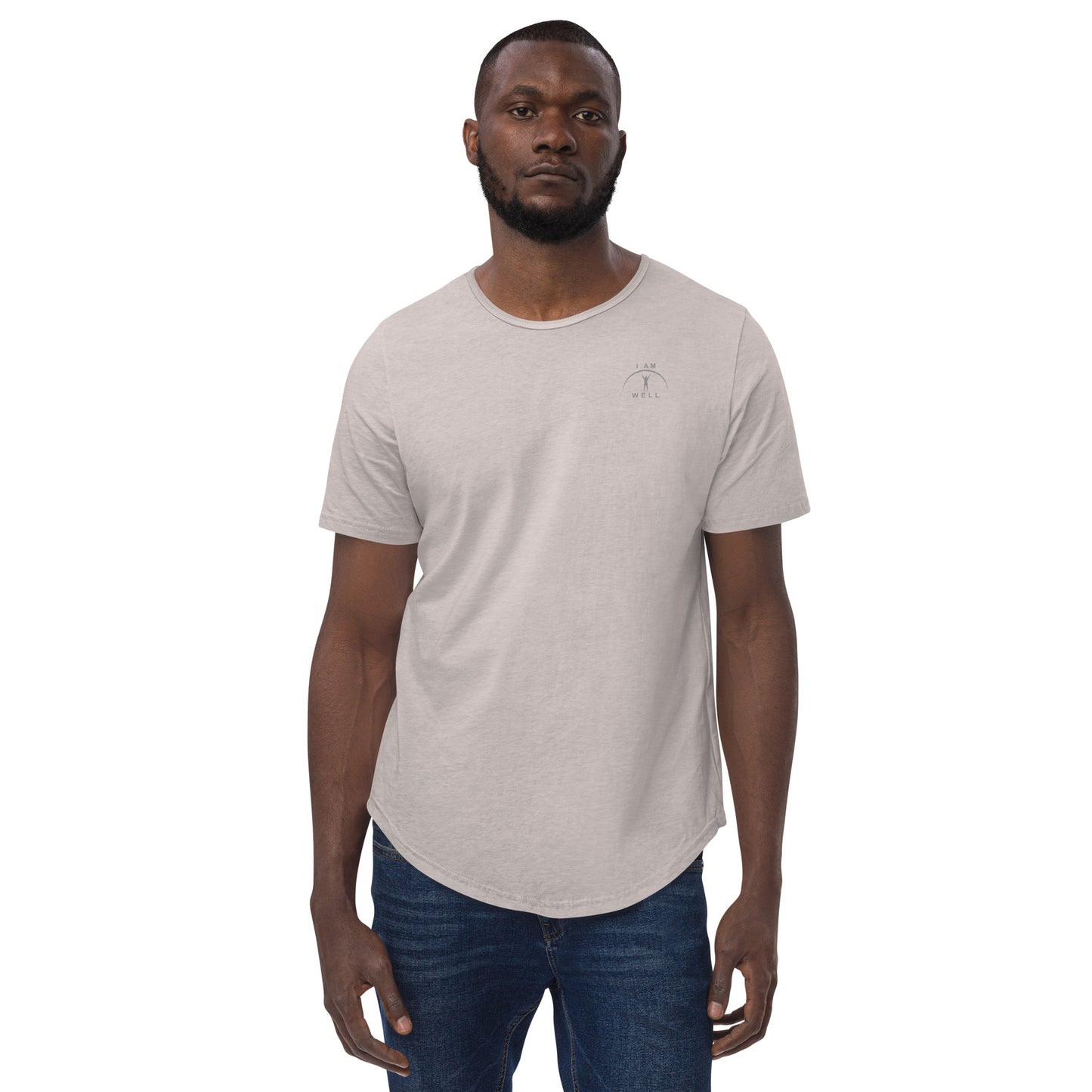 I AM WELL Men's 100% Cotton Curved-Hem T-Shirts w/ Grey Logo (multiple color options)