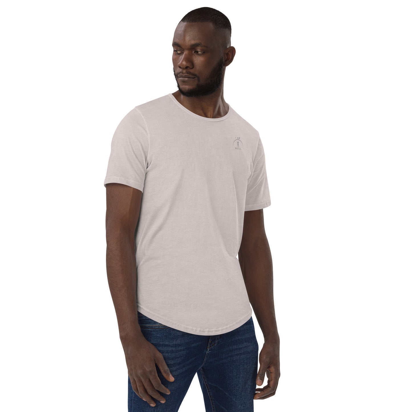 I AM WELL Men's 100% Cotton Curved-Hem T-Shirts w/ Grey Logo (multiple color options)