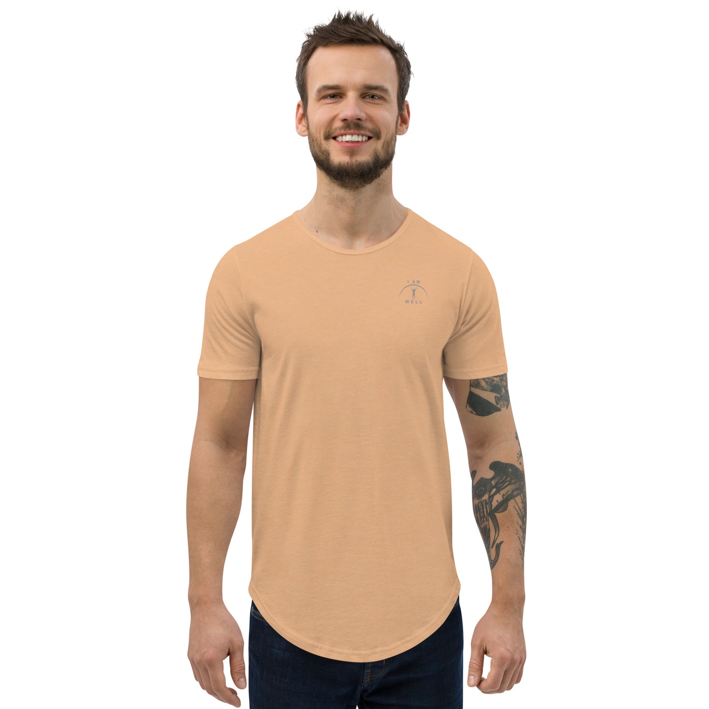 I AM WELL Men's 100% Cotton Curved-Hem T-Shirts w/ Grey Logo (multiple color options)