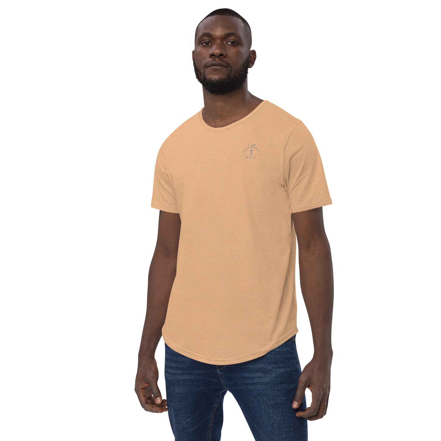 I AM WELL Men's 100% Cotton Curved-Hem T-Shirts w/ Grey Logo (multiple color options)