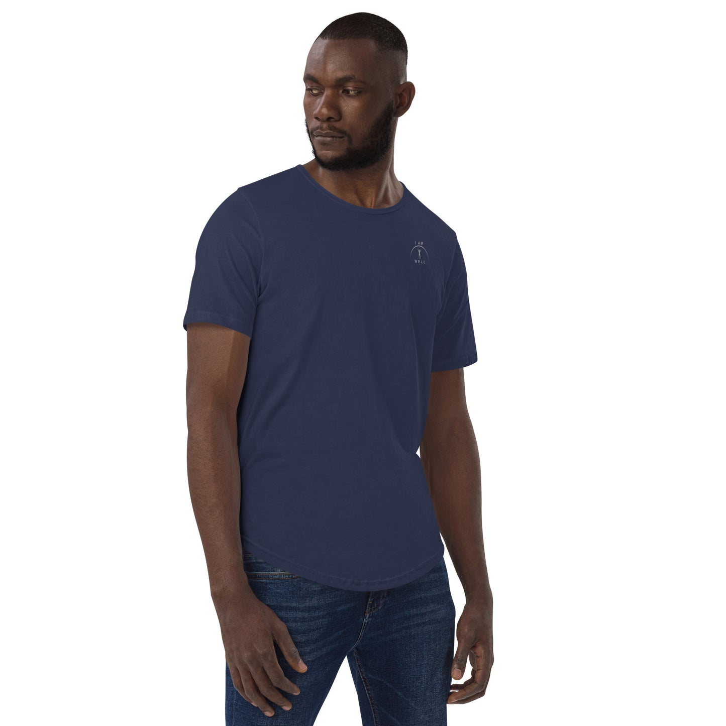 I AM WELL Men's 100% Cotton Curved-Hem T-Shirts w/ Grey Logo (multiple color options)