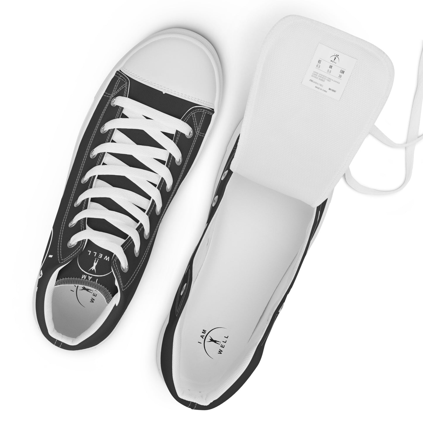 I AM WELL Men’s High Top Canvas Shoes - Dark Grey w/ White Logo