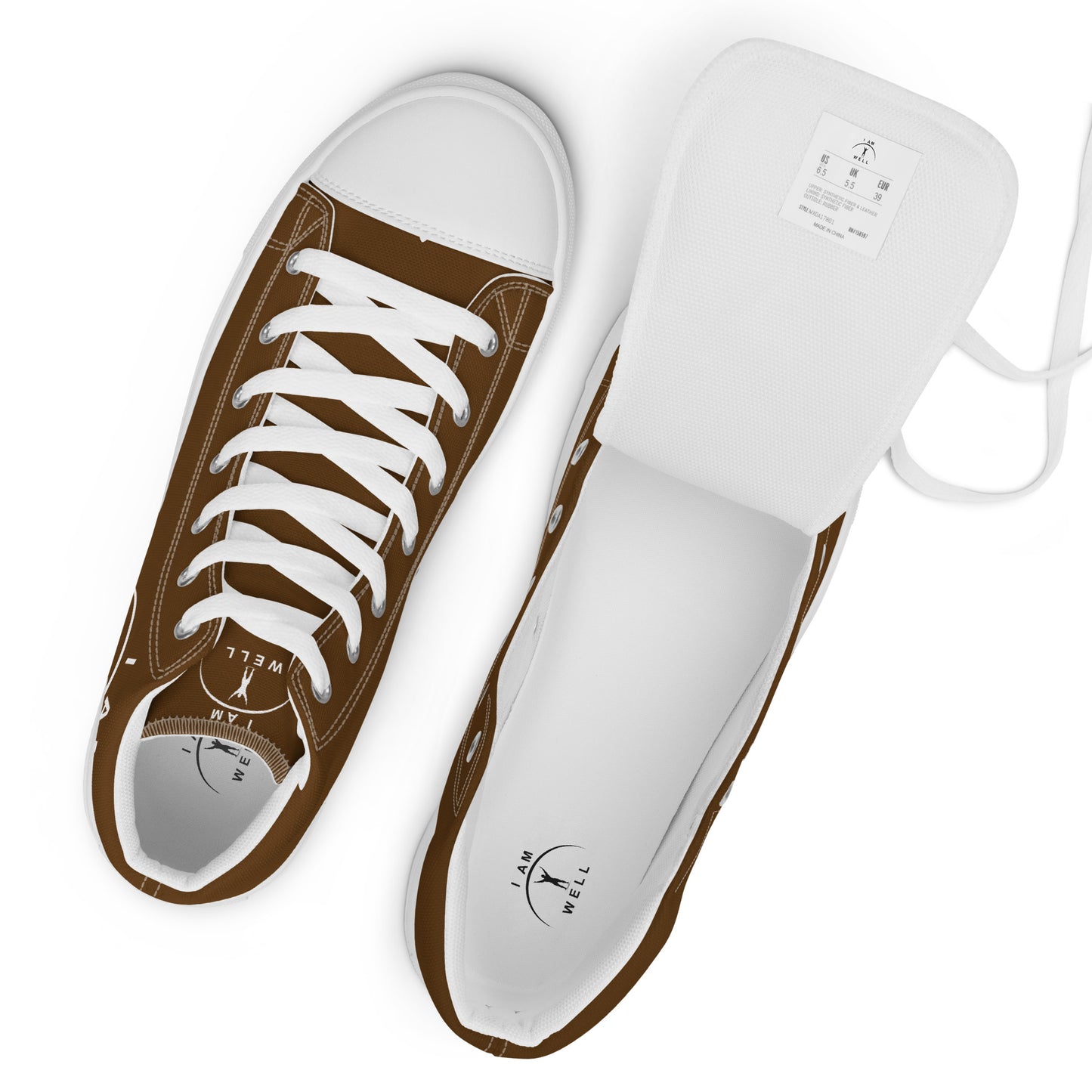 I AM WELL Men’s High Top Canvas Shoes - Brown w/ White Logo