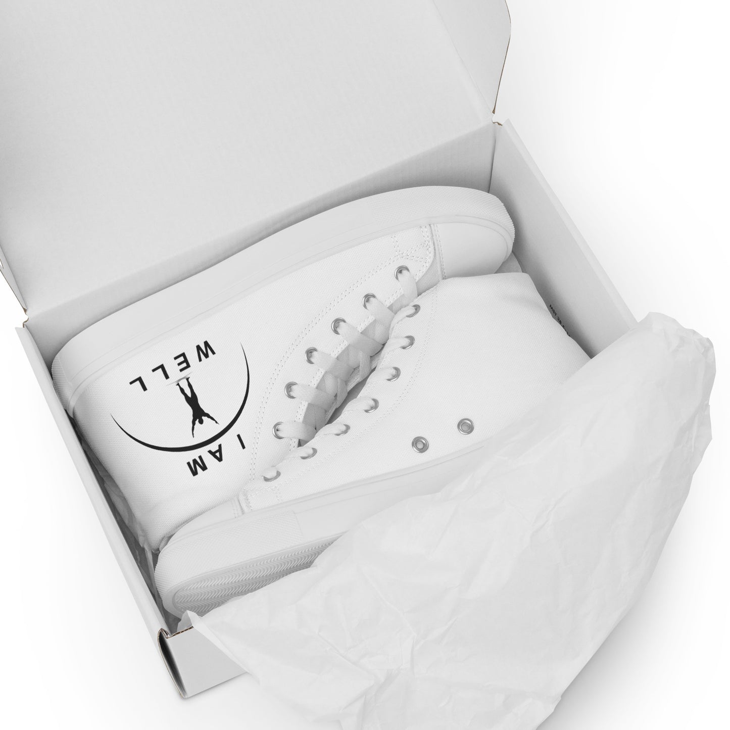 I AM WELL Men’s High Top Canvas Shoes - White w/ Black Logo