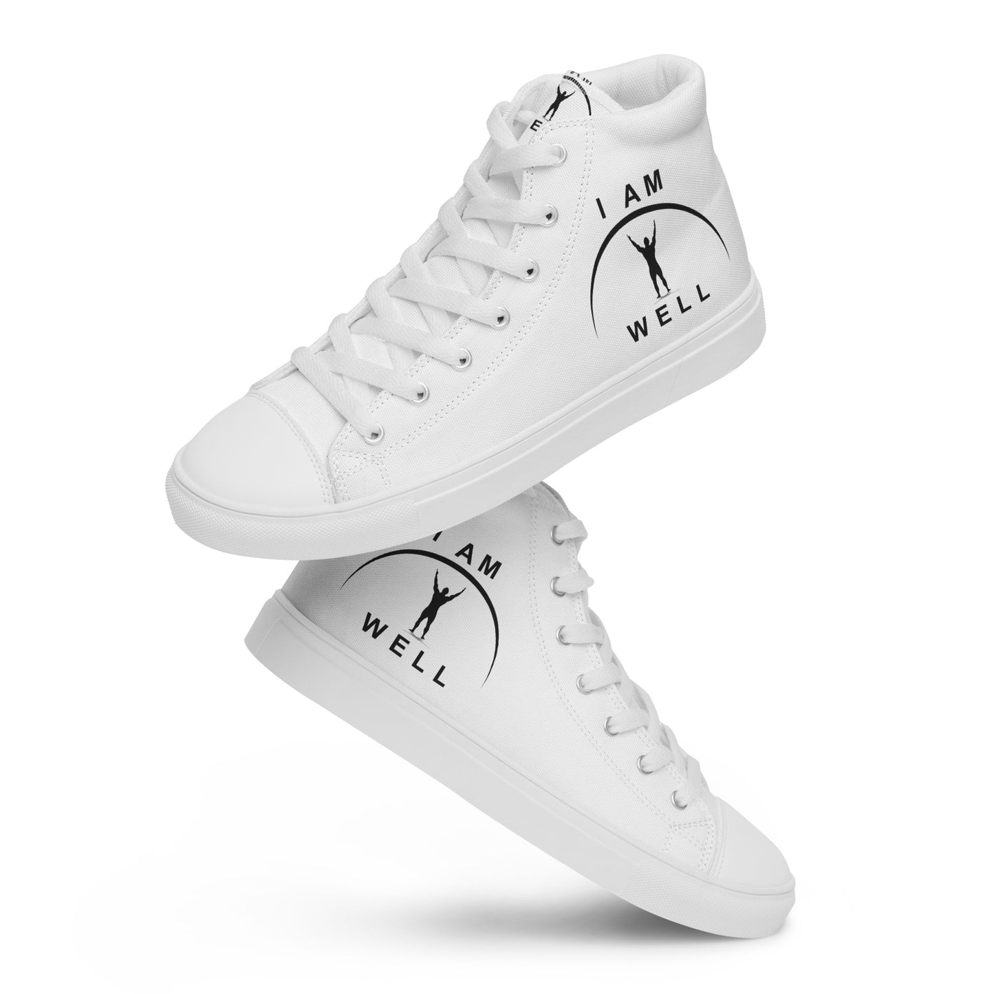 I AM WELL Men’s High Top Canvas Shoes - White w/ Black Logo