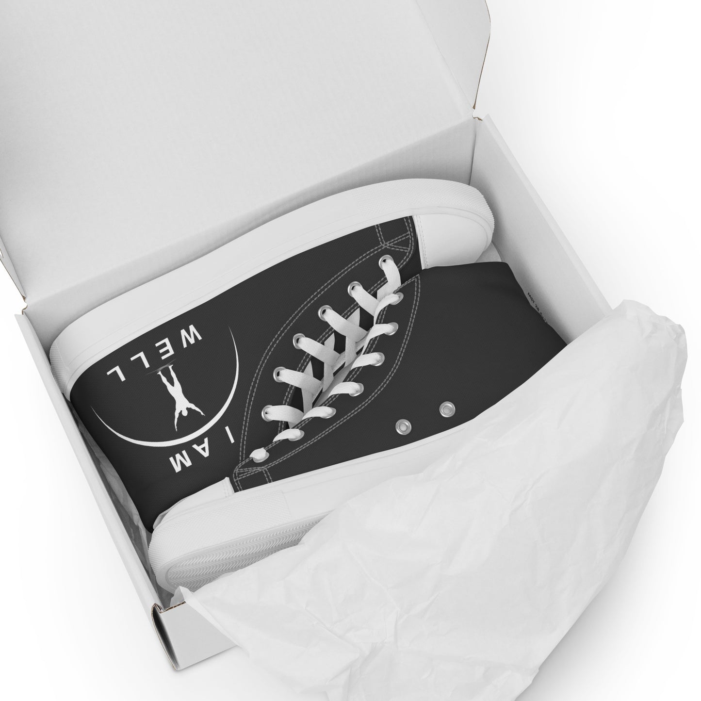 I AM WELL Men’s High Top Canvas Shoes - Dark Grey w/ White Logo