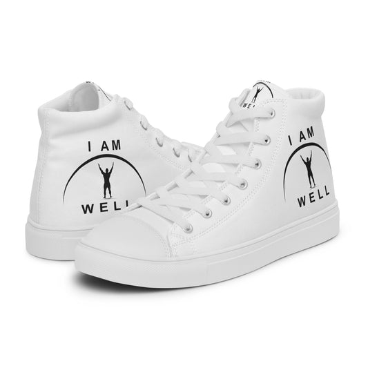 I AM WELL Men’s High Top Canvas Shoes - White w/ Black Logo