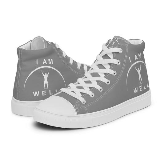 I AM WELL Men’s High Top Canvas Shoes - Light Grey w/ White Logo