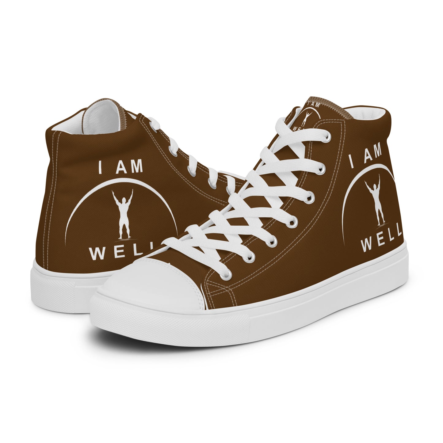 I AM WELL Men’s High Top Canvas Shoes - Brown w/ White Logo