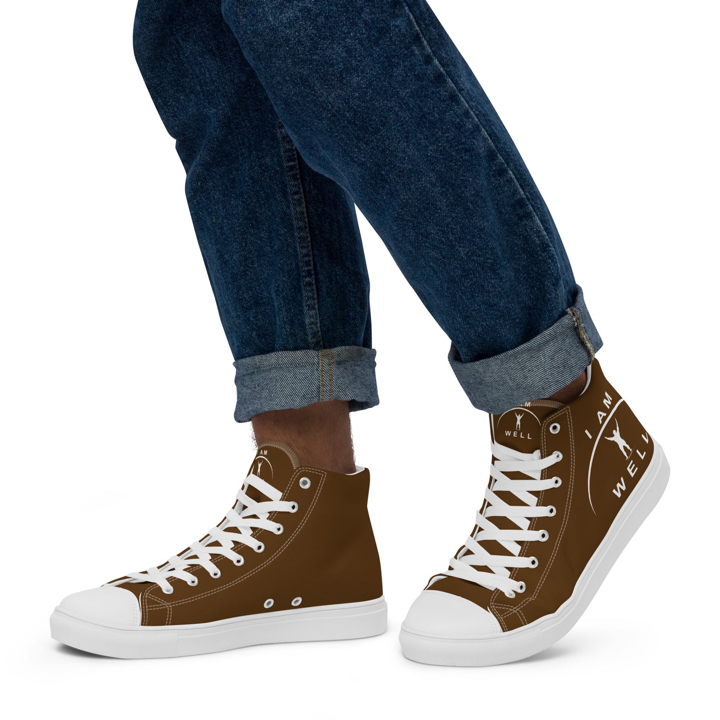 I AM WELL Men’s High Top Canvas Shoes - Brown w/ White Logo