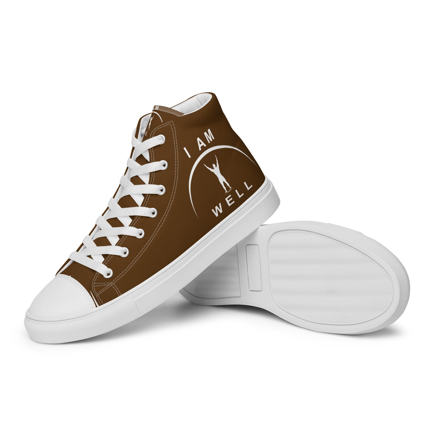 I AM WELL Men’s High Top Canvas Shoes - Brown w/ White Logo