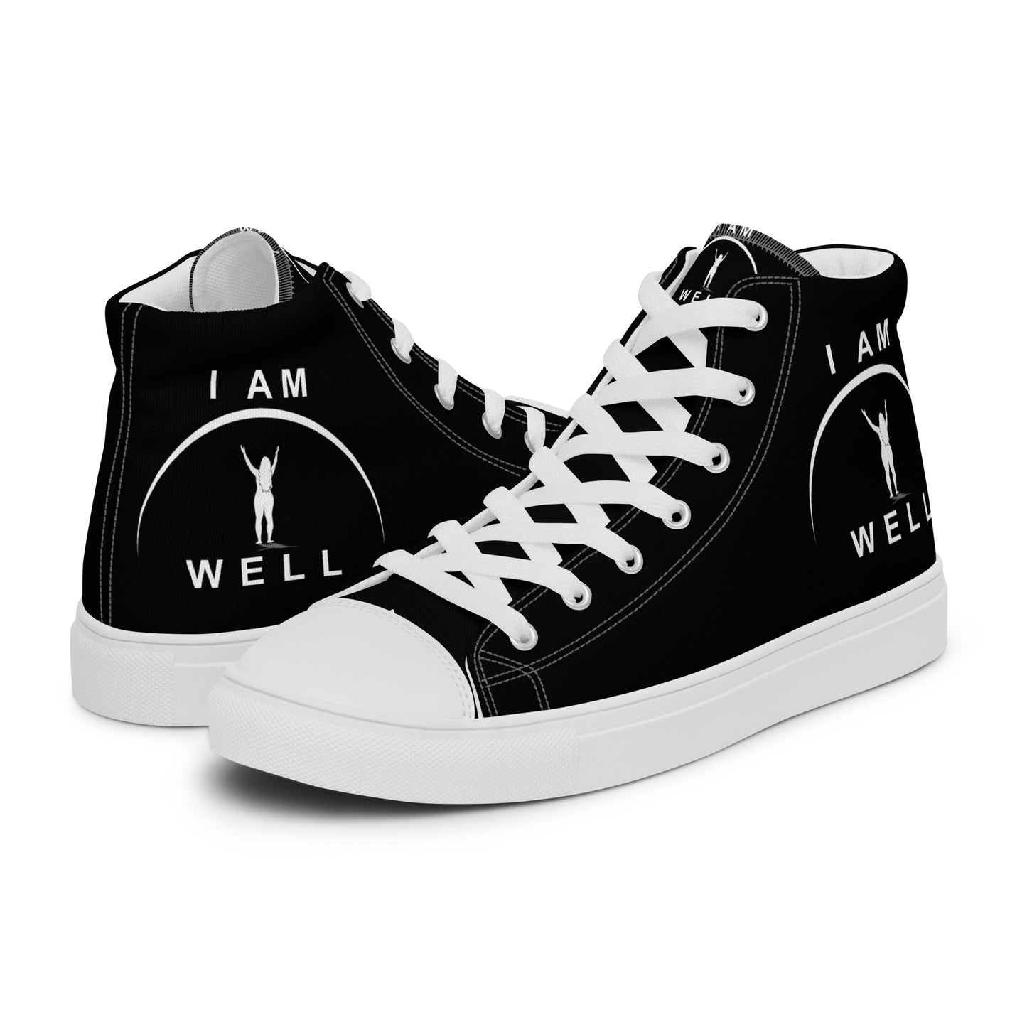 Women’s High Top Canvas Shoes - White and Black w/ White Logo