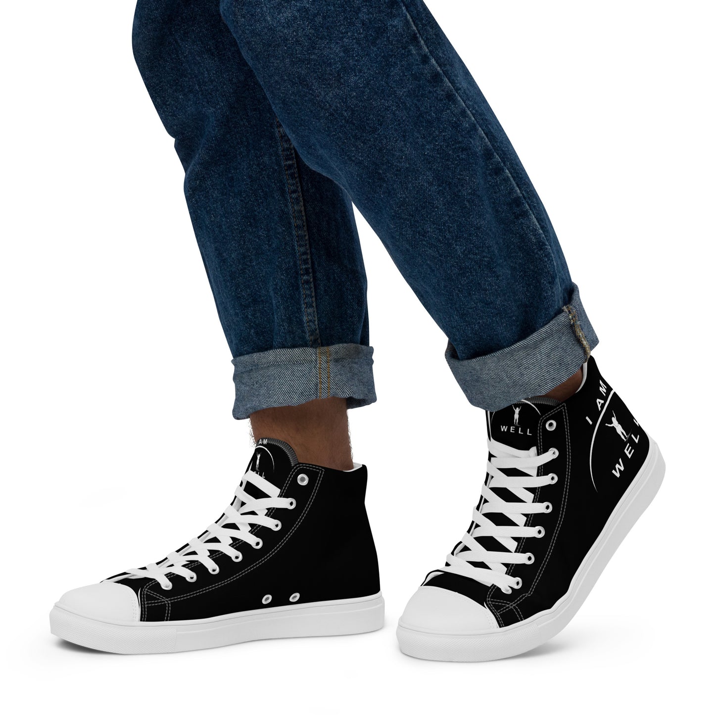 Women’s High Top Canvas Shoes - White and Black w/ White Logo