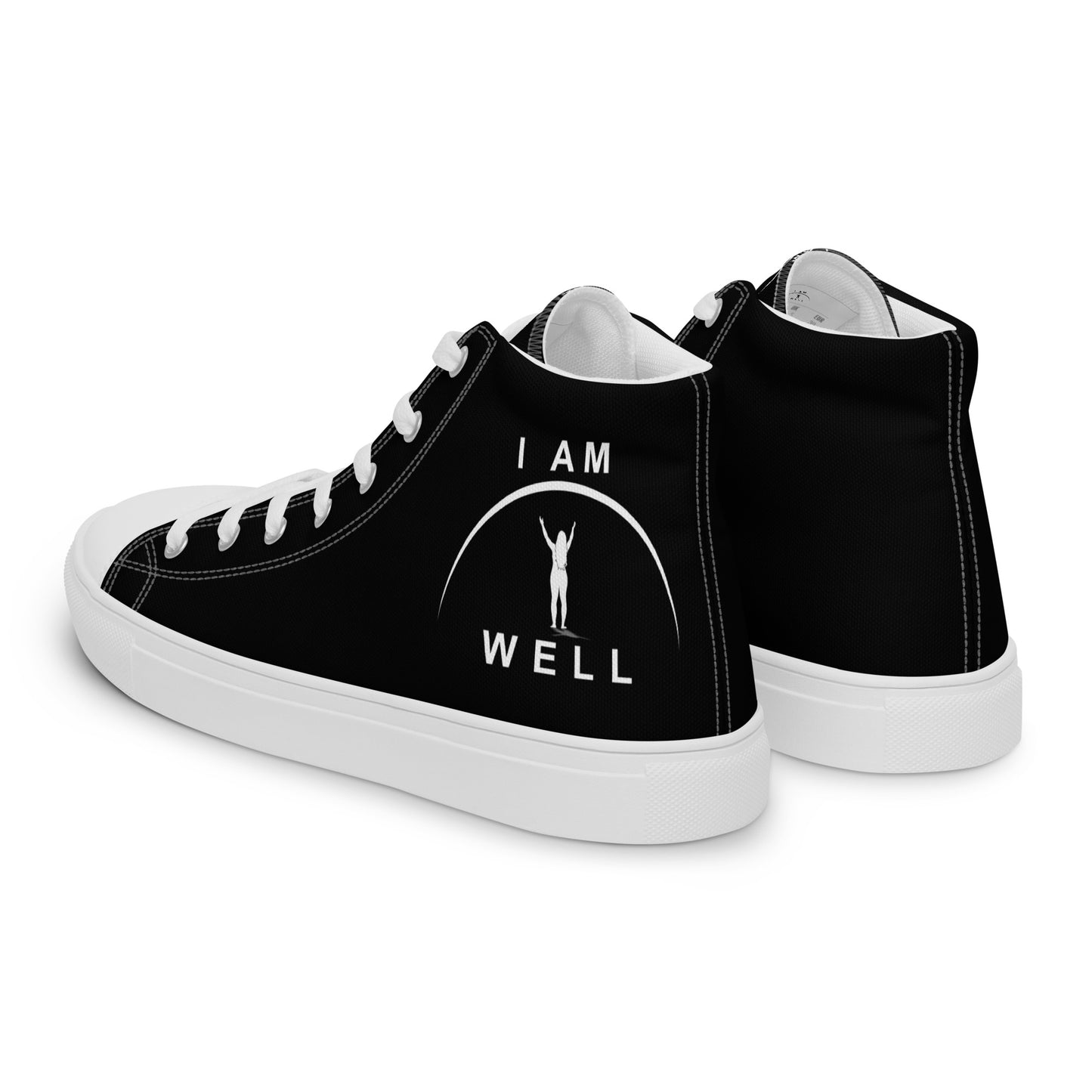 Women’s High Top Canvas Shoes - White and Black w/ White Logo