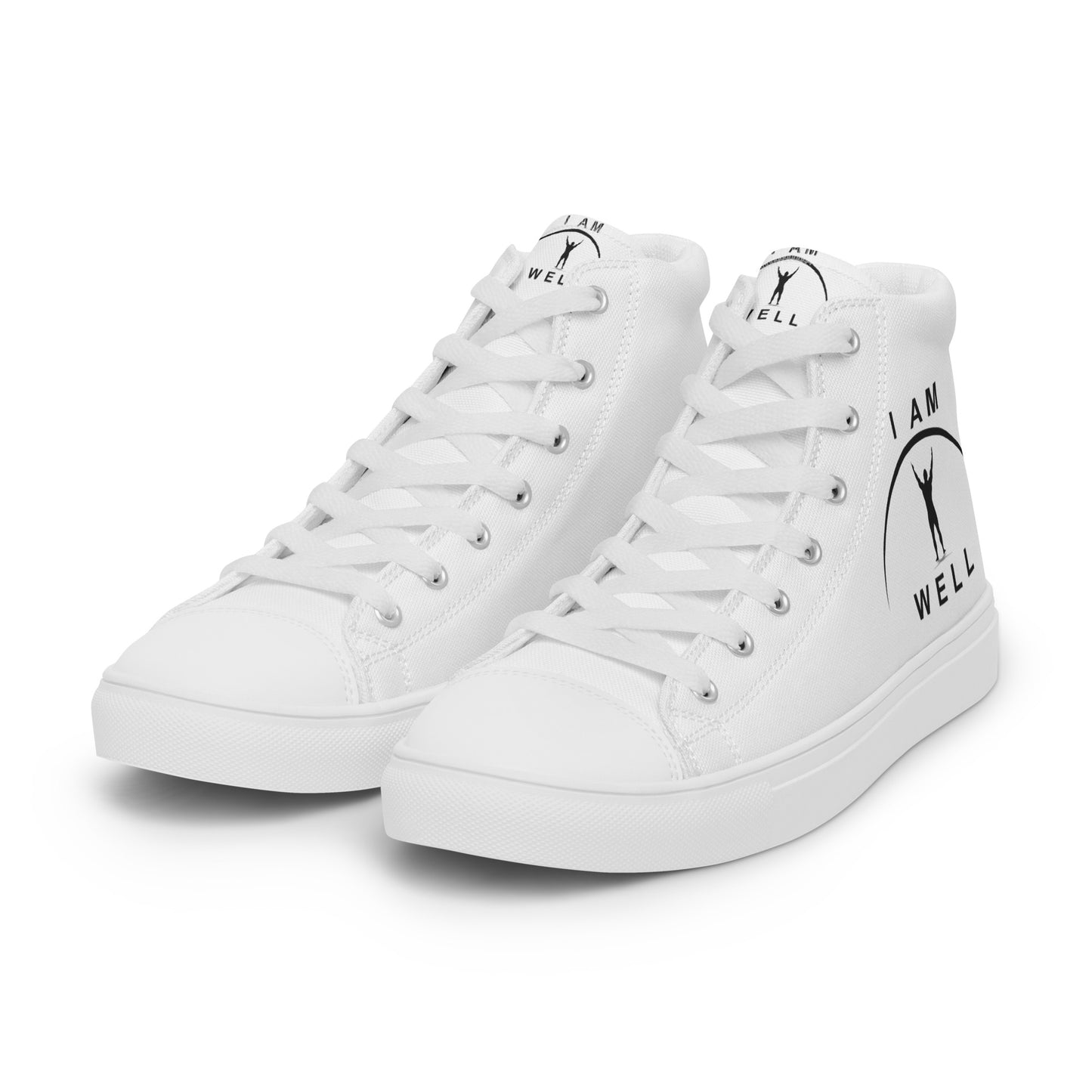 I AM WELL Men’s High Top Canvas Shoes - White w/ Black Logo