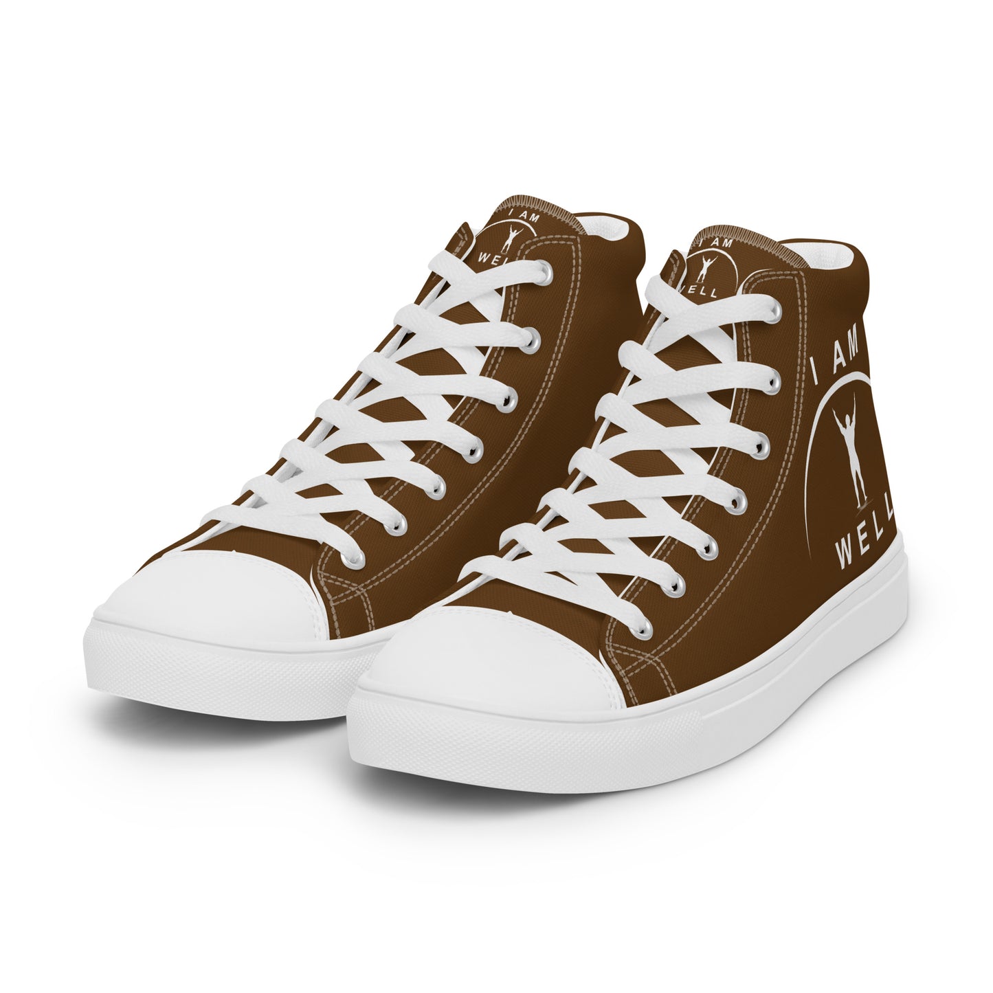 I AM WELL Men’s High Top Canvas Shoes - Brown w/ White Logo