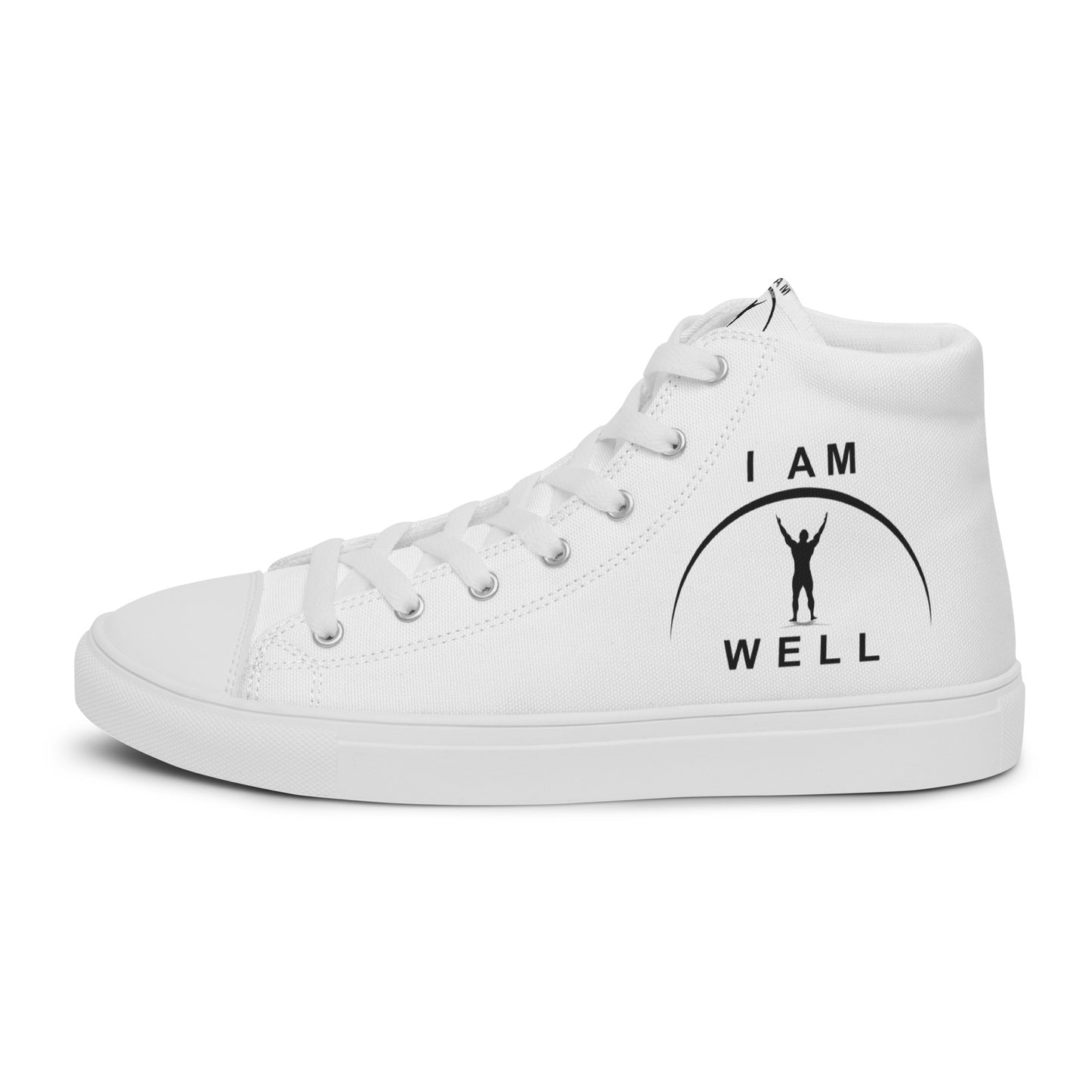 I AM WELL Men’s High Top Canvas Shoes - White w/ Black Logo