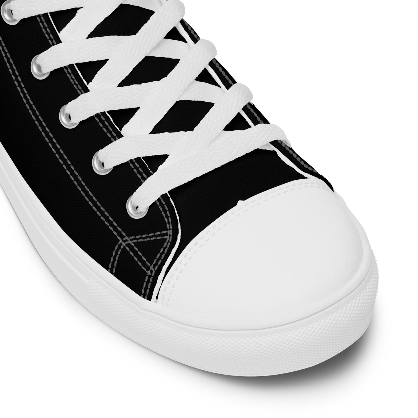 Women’s High Top Canvas Shoes - White and Black w/ White Logo