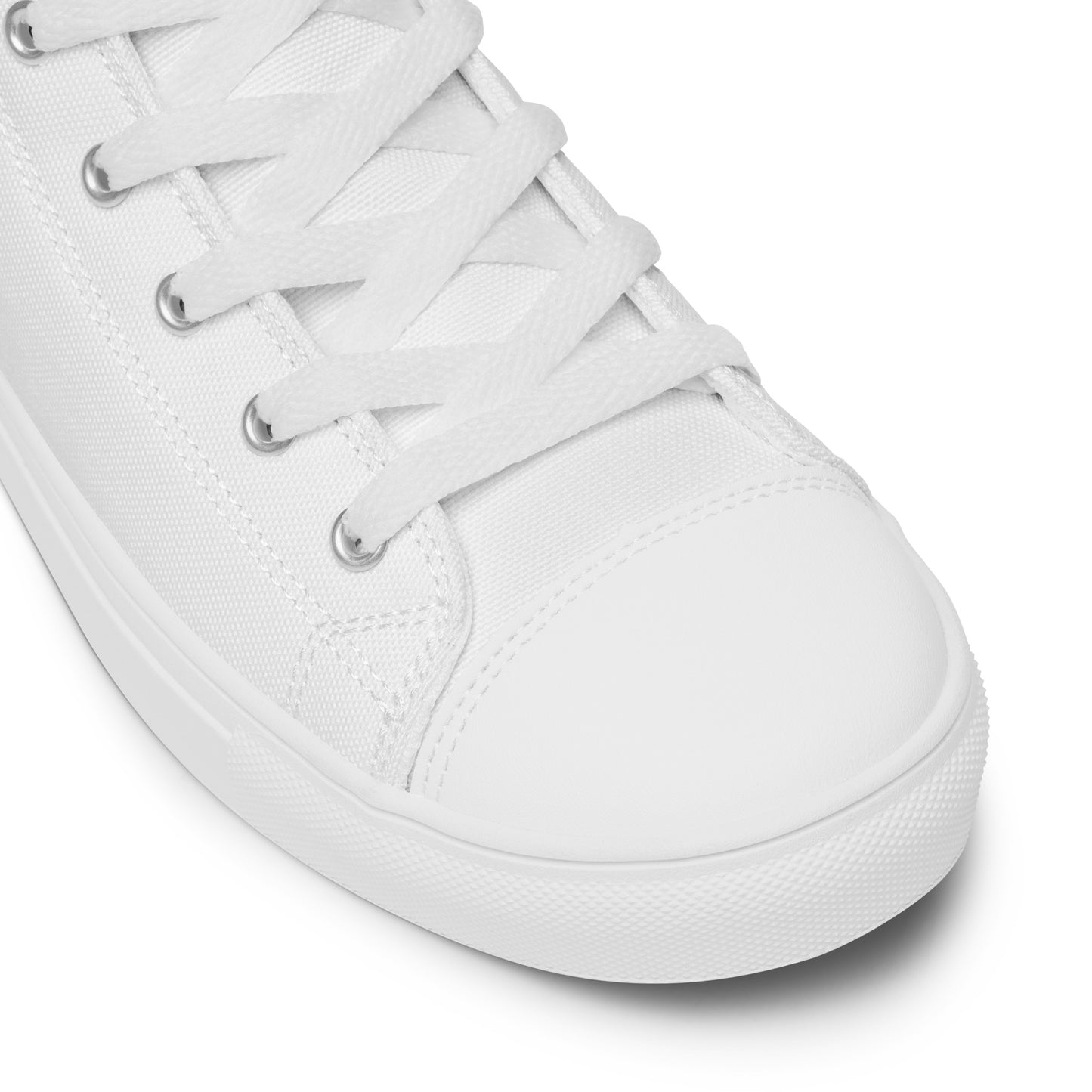 Women's High Top Canvas Shoes - White w/ Black Logo