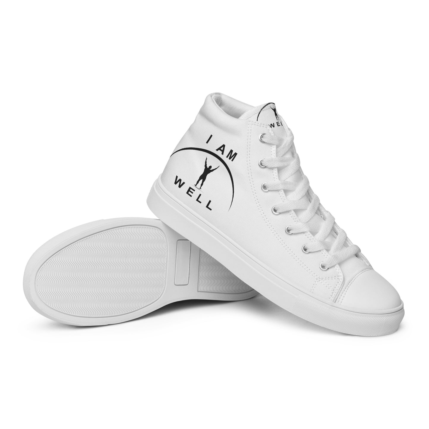 I AM WELL Men’s High Top Canvas Shoes - White w/ Black Logo