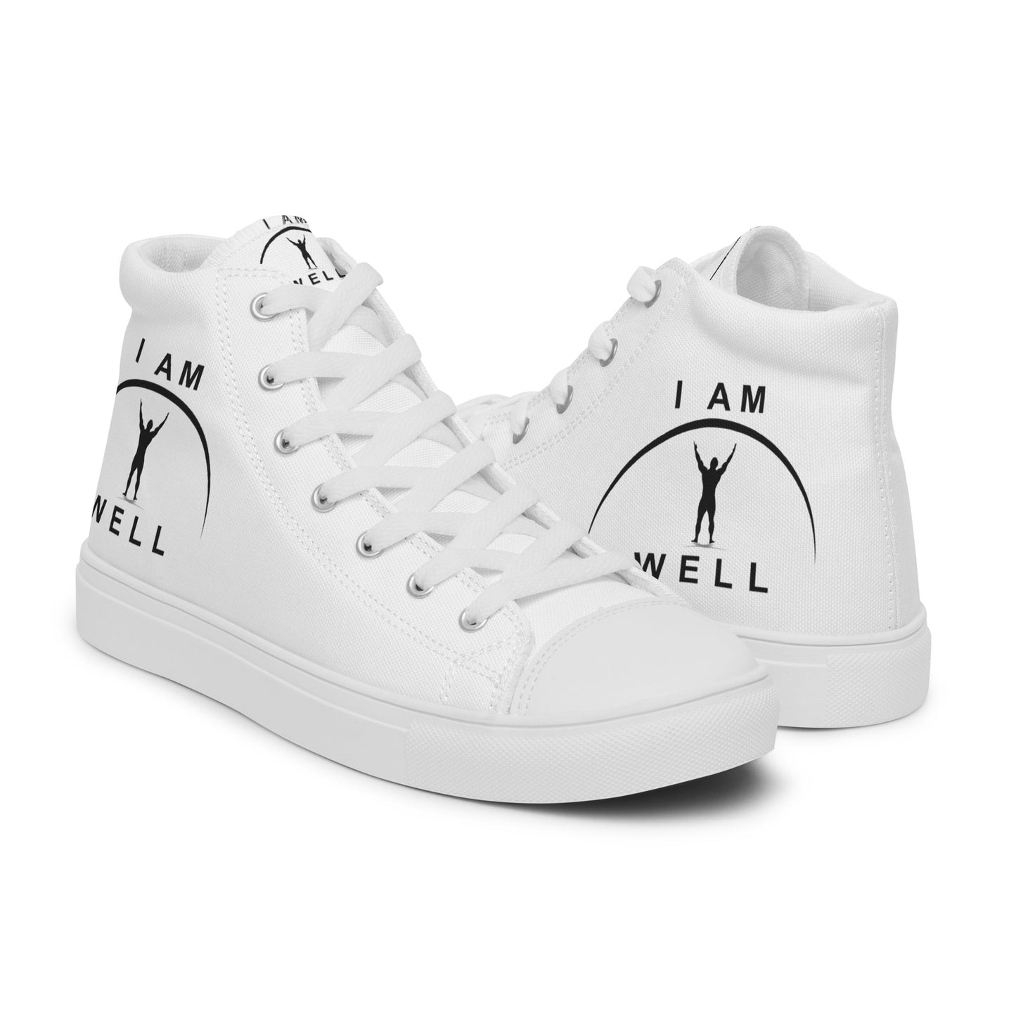 I AM WELL Men’s High Top Canvas Shoes - White w/ Black Logo