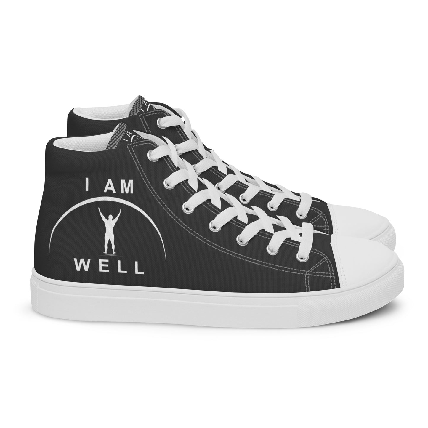 I AM WELL Men’s High Top Canvas Shoes - Dark Grey w/ White Logo