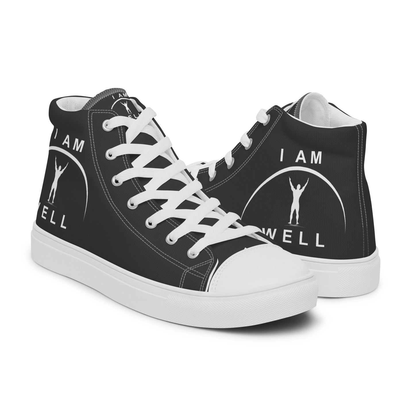 I AM WELL Men’s High Top Canvas Shoes - Dark Grey w/ White Logo