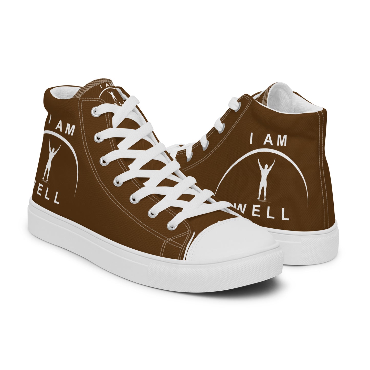 I AM WELL Men’s High Top Canvas Shoes - Brown w/ White Logo