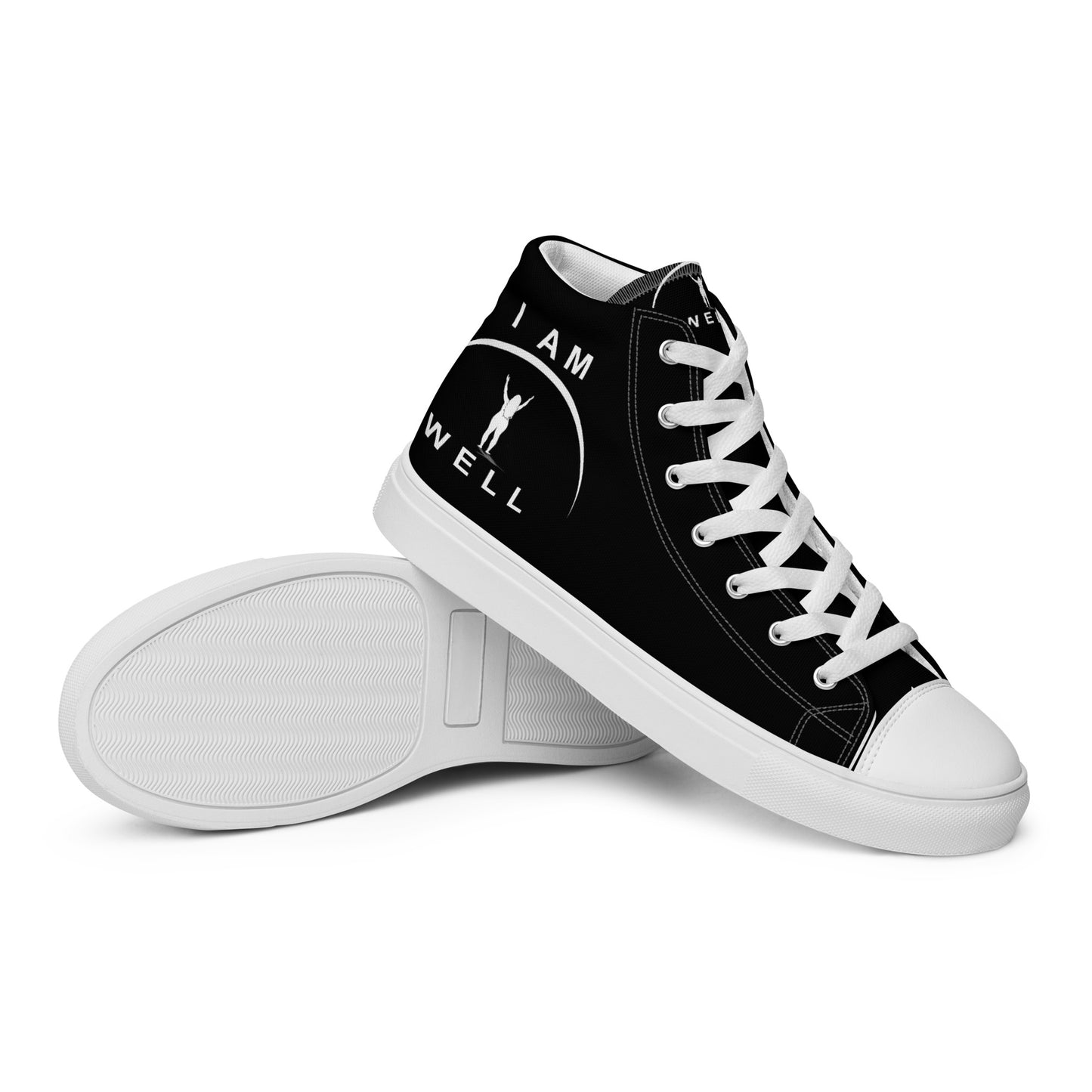 Women’s High Top Canvas Shoes - White and Black w/ White Logo