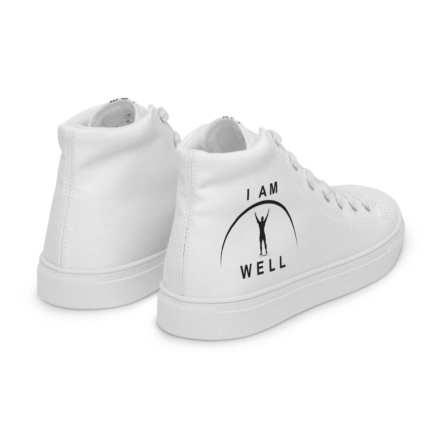 I AM WELL Men’s High Top Canvas Shoes - White w/ Black Logo