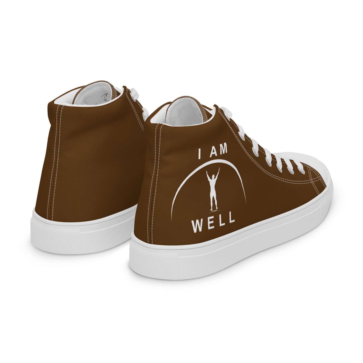 I AM WELL Men’s High Top Canvas Shoes - Brown w/ White Logo