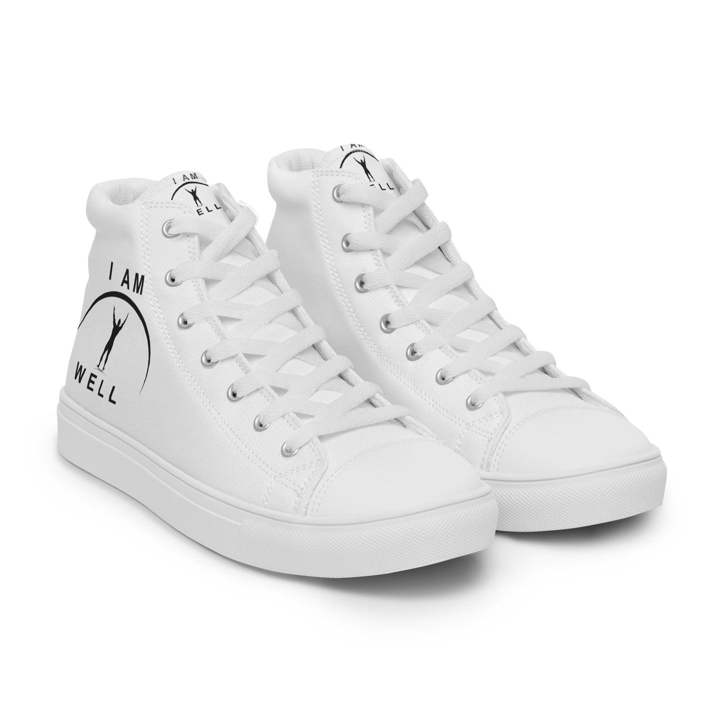 I AM WELL Men’s High Top Canvas Shoes - White w/ Black Logo